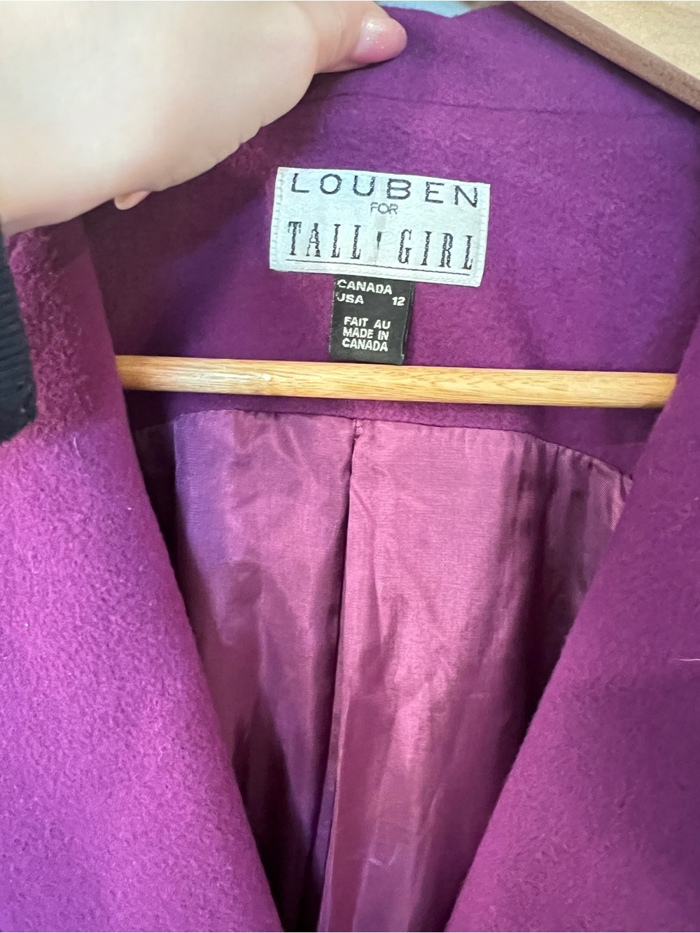 Louben Tall Girl Purple Wool Blend Blazer Jacket Size 12 - Picture 4 of 8